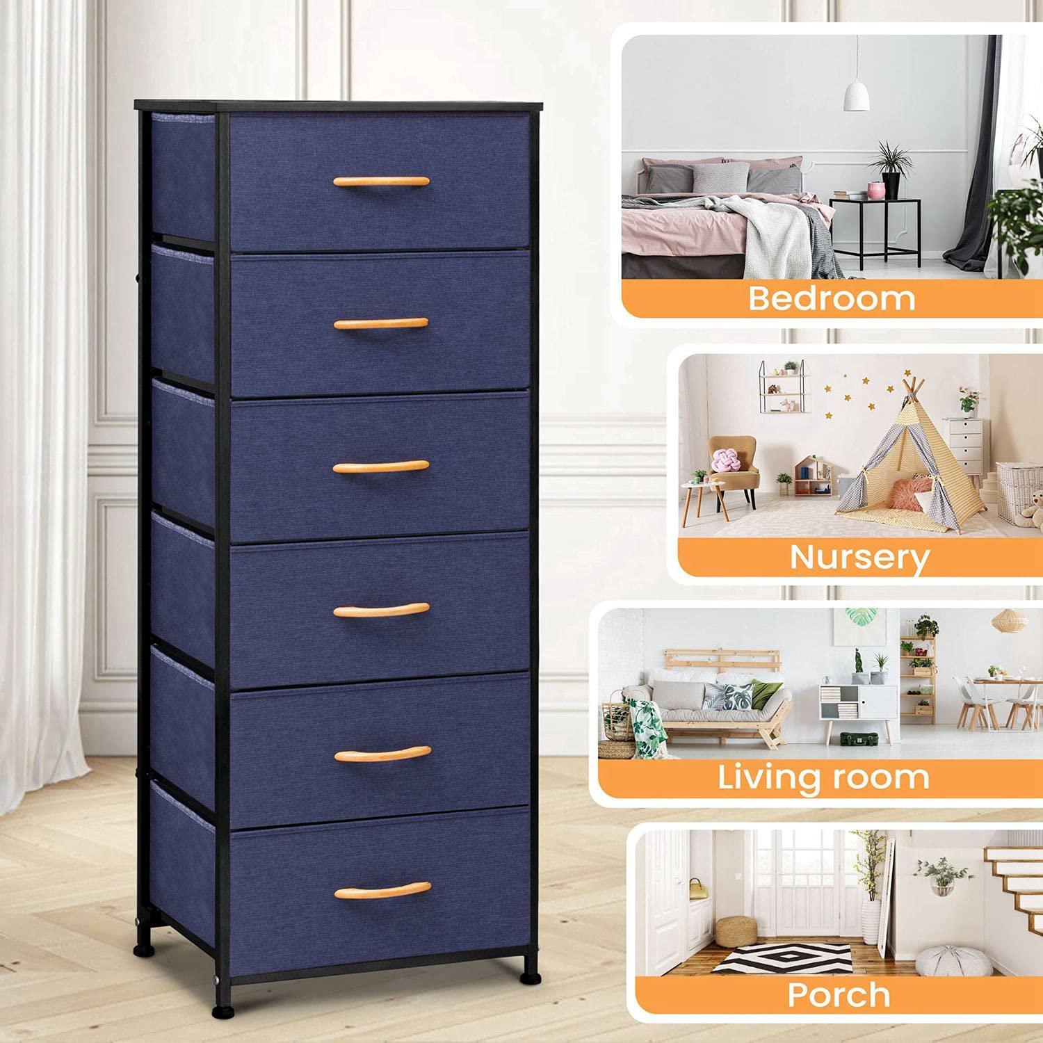 Pellebant 6 Drawers Vertical Dresser Storage Tower Chest, Blue