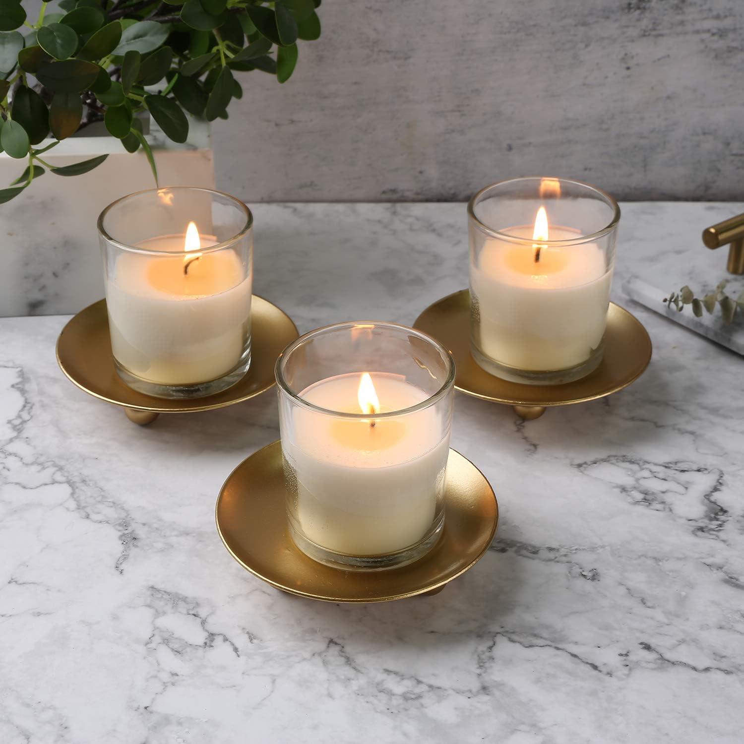 Gold Iron Plate Candle Holder Set of 3