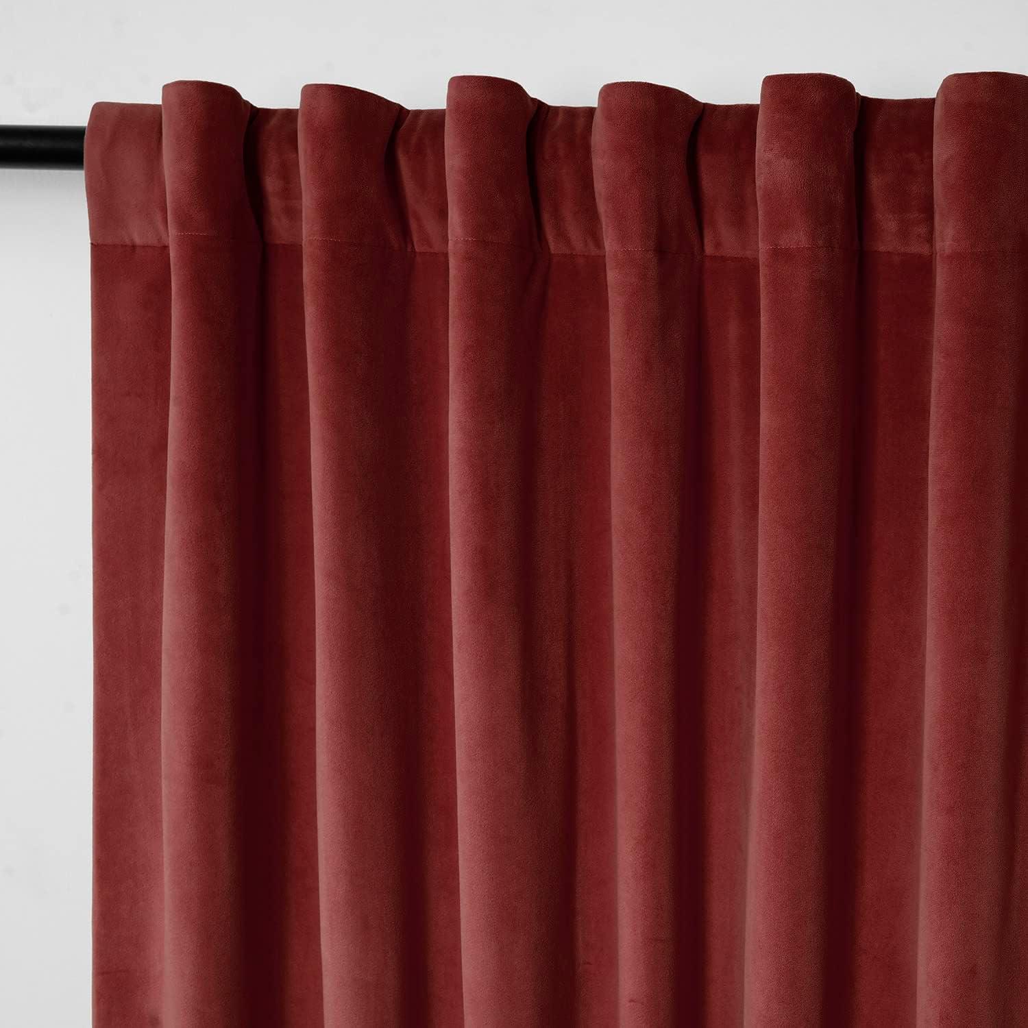 Half Price Drapes Signature Crimson Rust Velvet Blackout Curtains For Bedroom(1 Panel), 50WX 108L