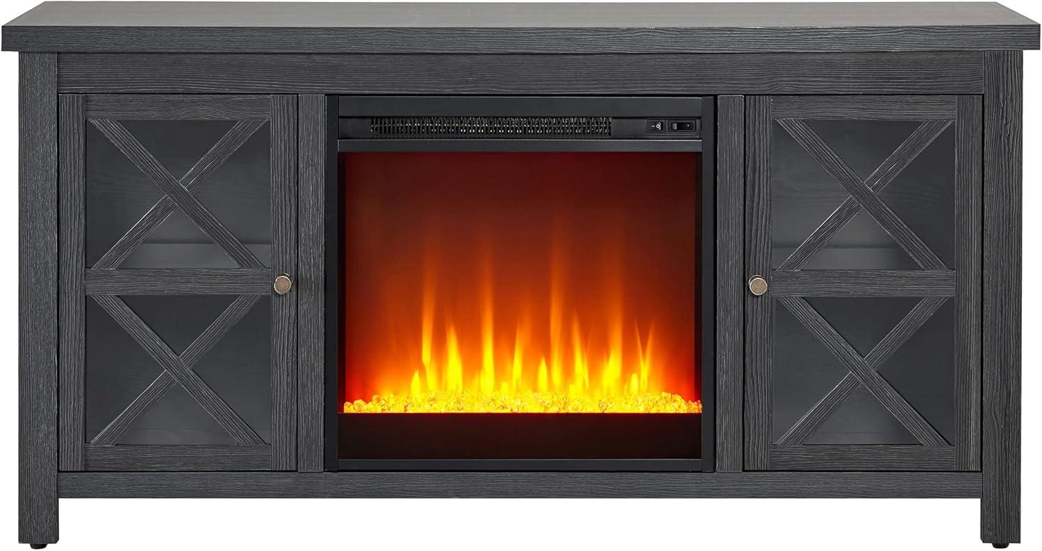 Evelyn&Zoe Colton Rectangular TV Stand with Crystal Fireplace for TV's up to 55", Charcoal Gray