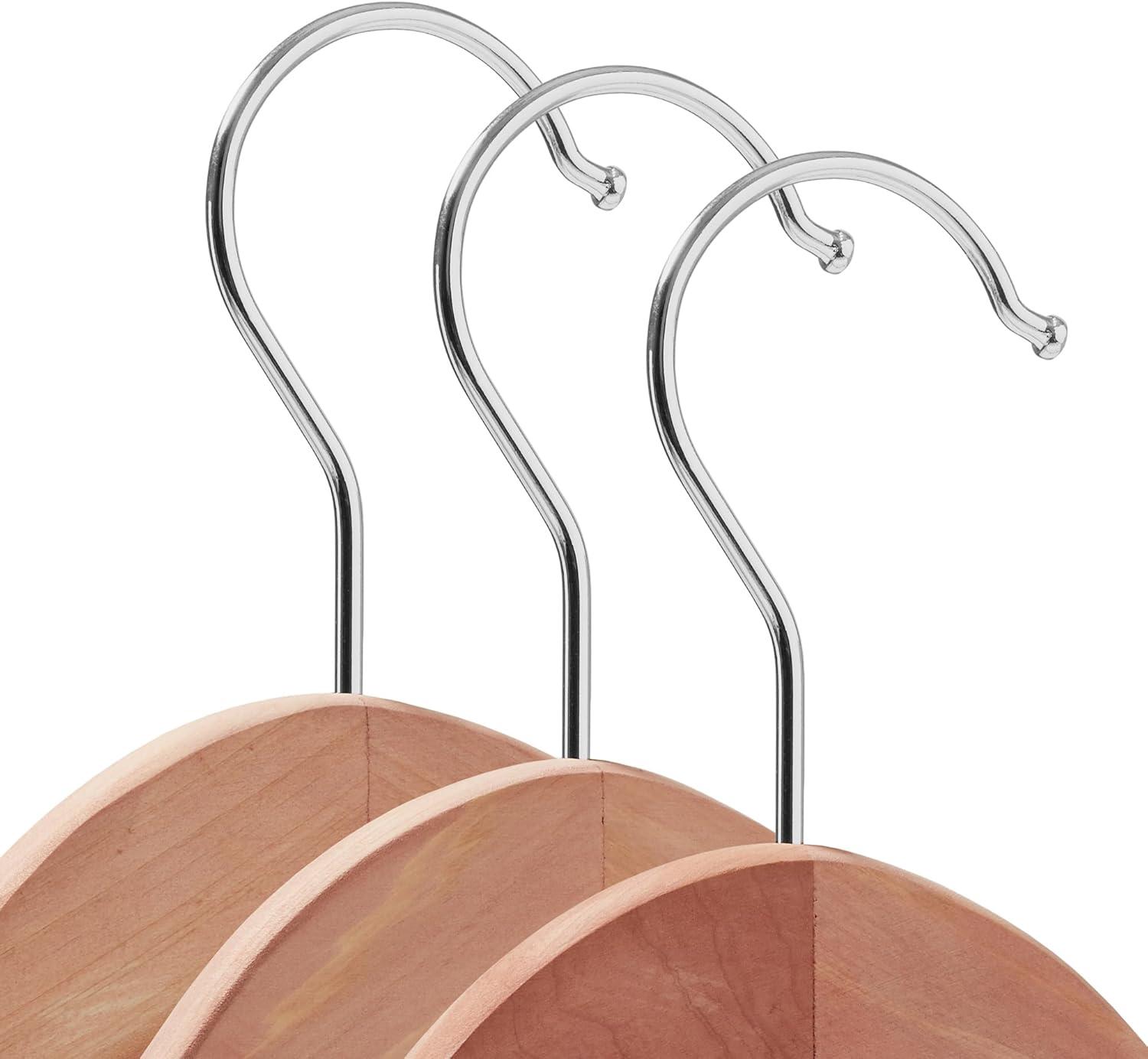 Casafield Red Cedar Wooden Suit Hangers with Non-Slip Bar and Swivel Hook