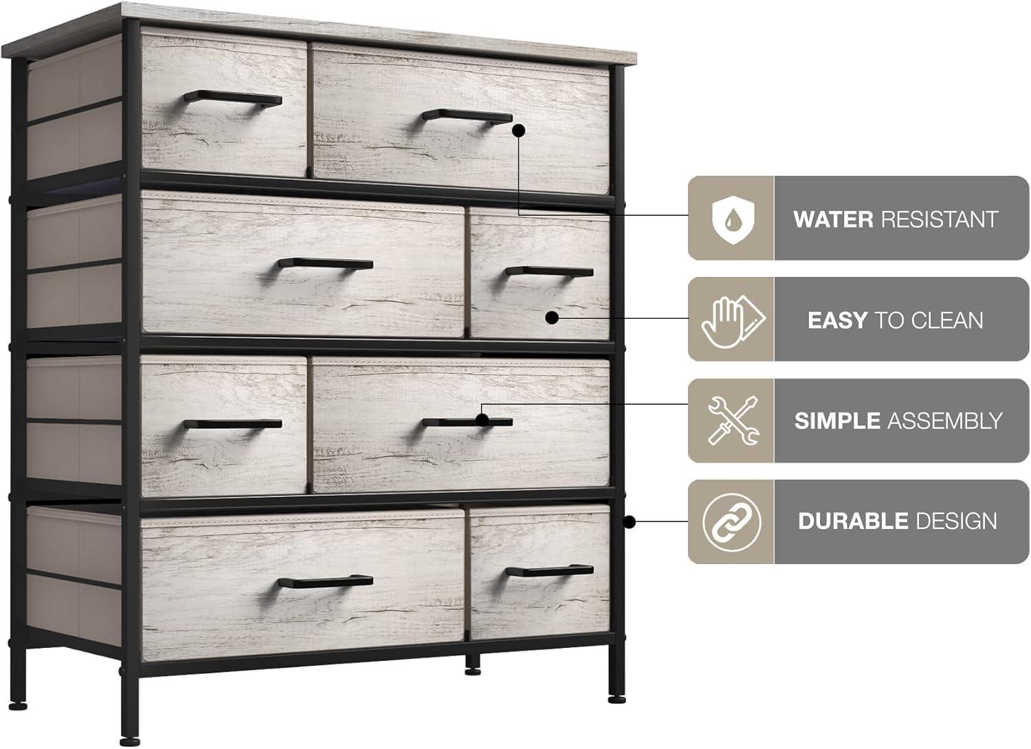 Greige Steel Frame Horizontal Nursery Dresser with Soft Close Drawers