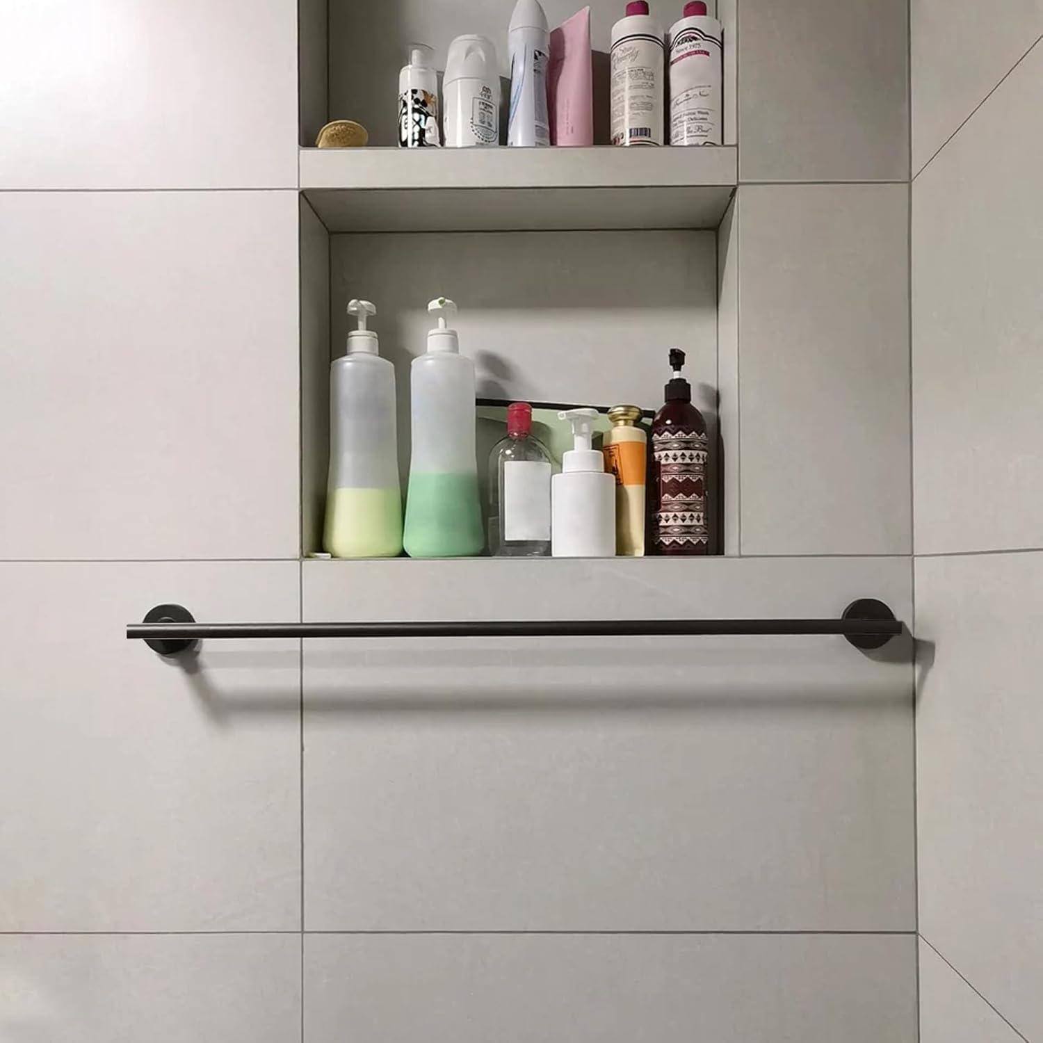 Matte Black 24-Inch Towel Rack, Stainless Steel, Wall-Mounted, Durable, Modern Design, Easy Installation, Multi-Purpose