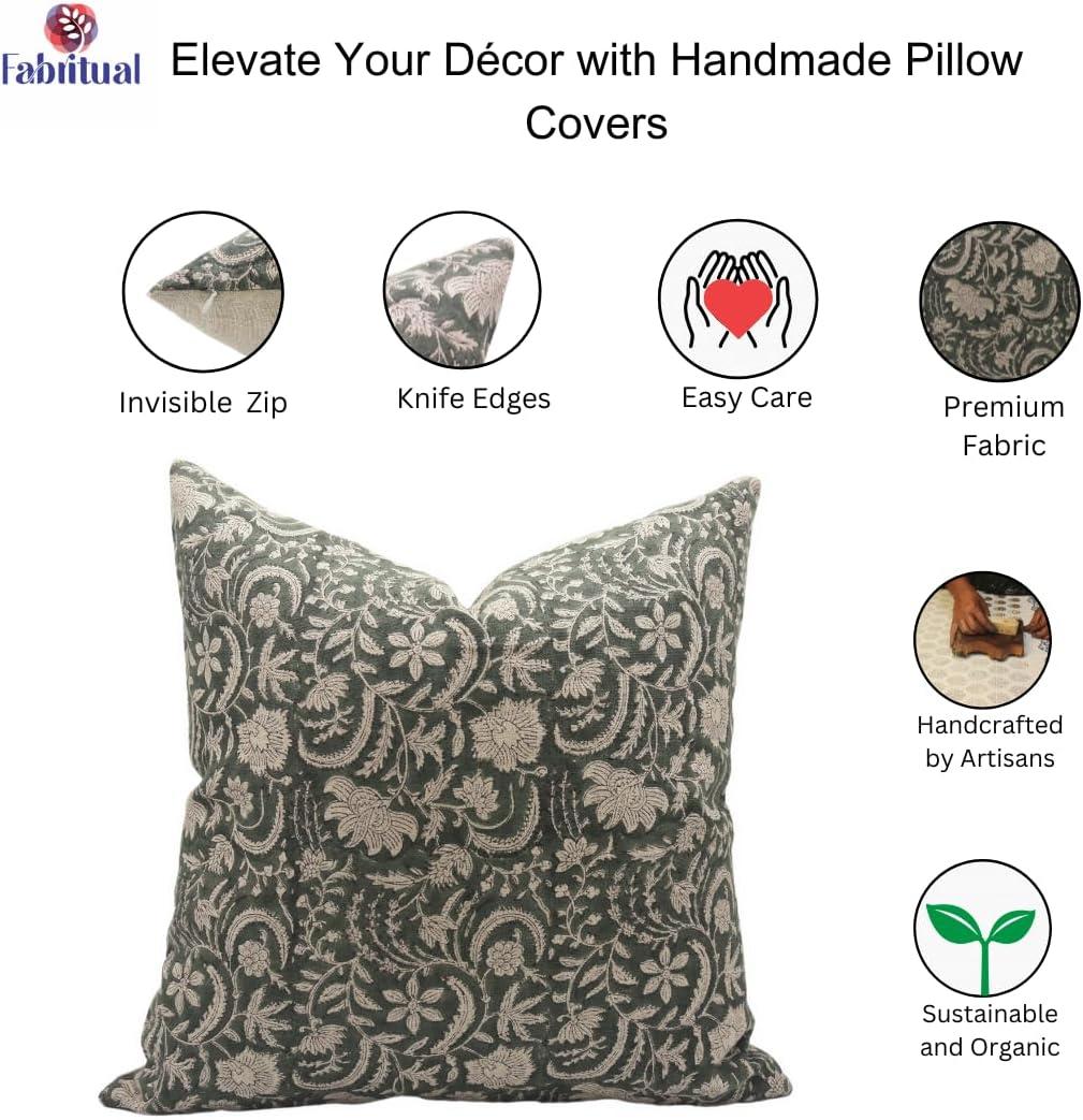 Floral Linen  Pillow Cover for Indoor/Outdoor