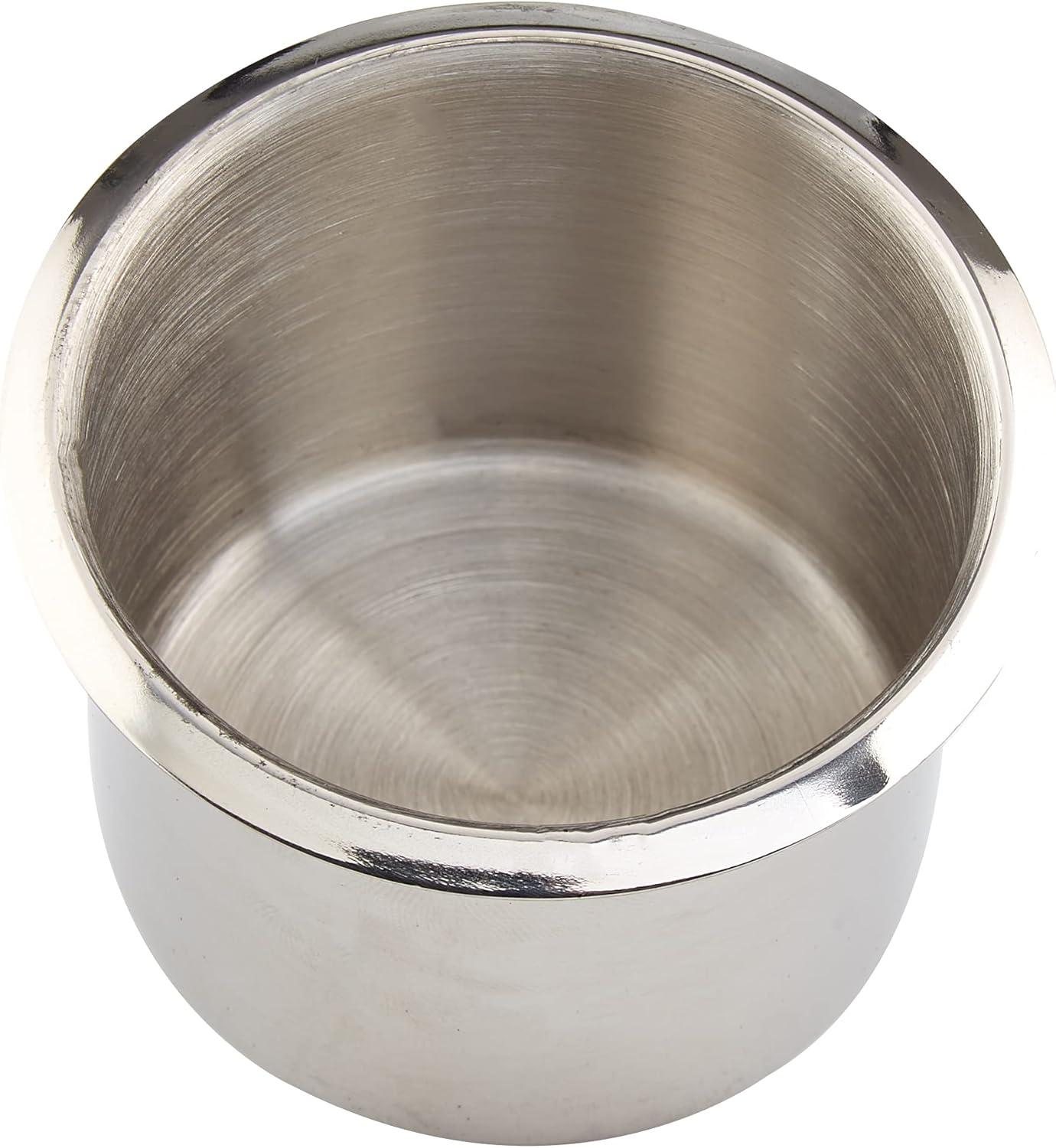 Brybelly Single Stainless Steel Cup Holder, Small - Silver Drop-in Anti-Spill Storage Solution or Replacement Item for Poker Table, Work Desk, Car, Custom Build & DIY Projects, Color-Chrome