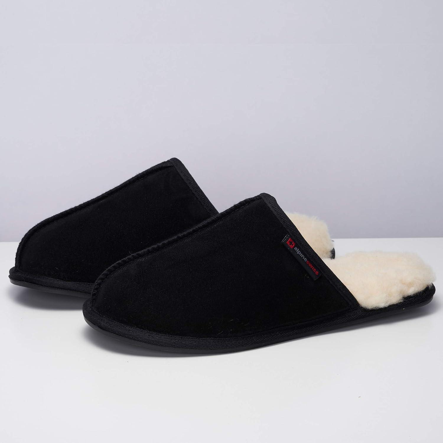 Alpine Swiss Mens Suede Memory Foam Scuff Slippers Comfort Slip On House Shoes