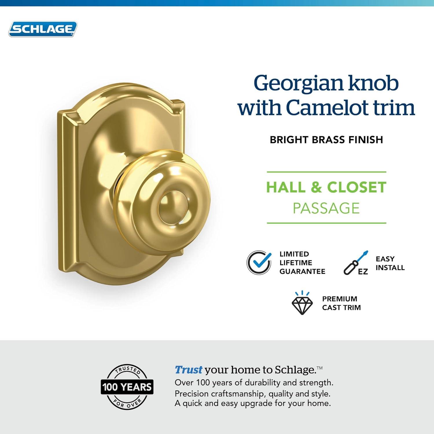 Georgian Passage Knob with Camelot Trim