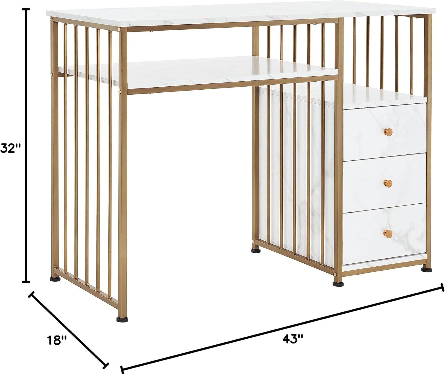 BarberPub Makeup Vanity Desk with Drawer, Manicure Table with Metal Frame