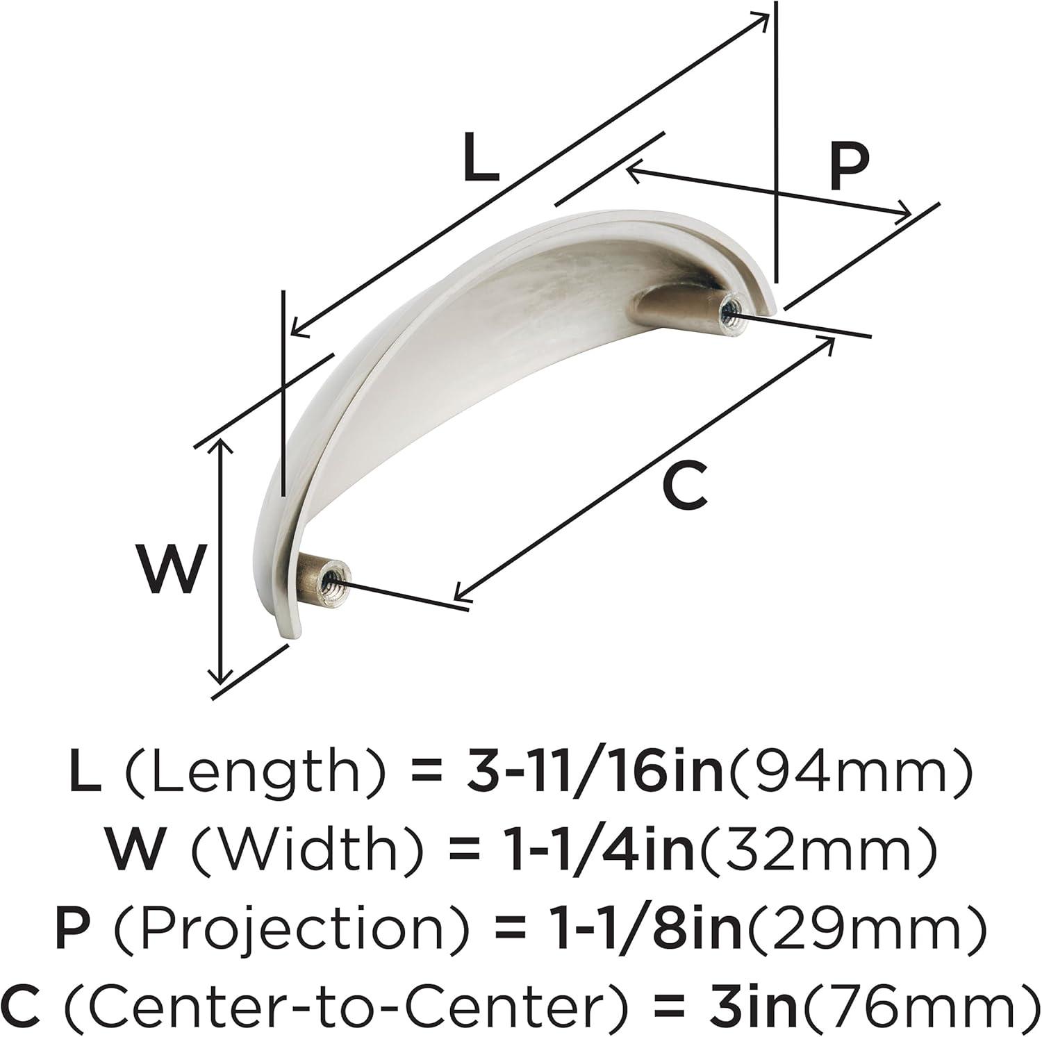 Satin Nickel Brushed Cup Pull with Mounting Hardware