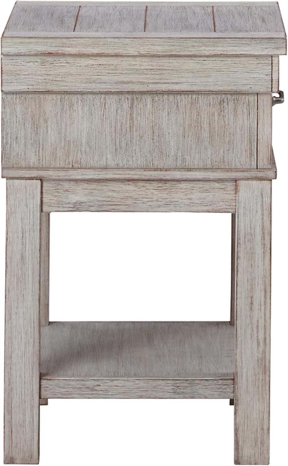 Transitional Beige 1-Drawer Nightstand with Brushed Nickel-Tone Handle