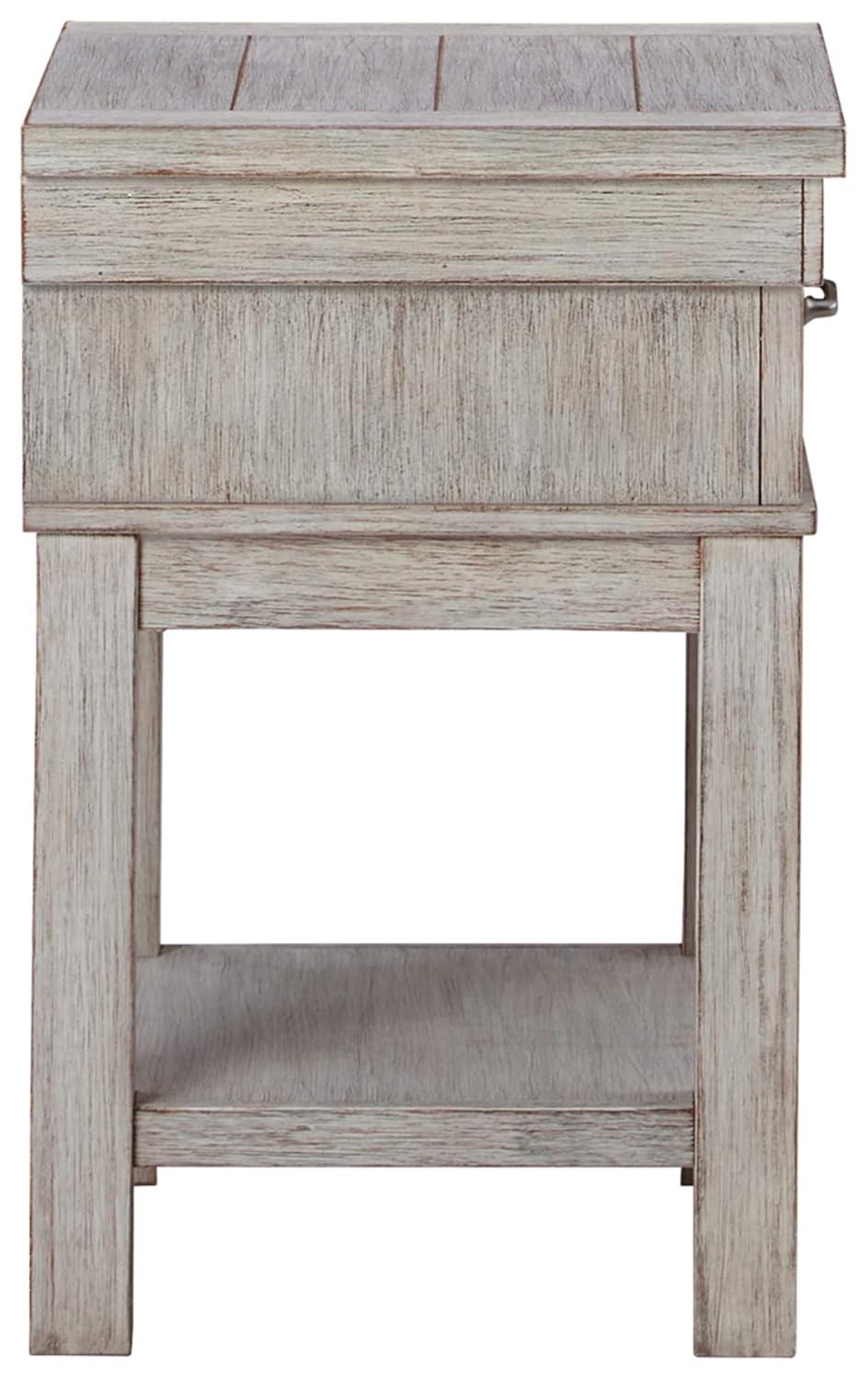 Transitional Beige 1-Drawer Nightstand with Brushed Nickel-Tone Handle
