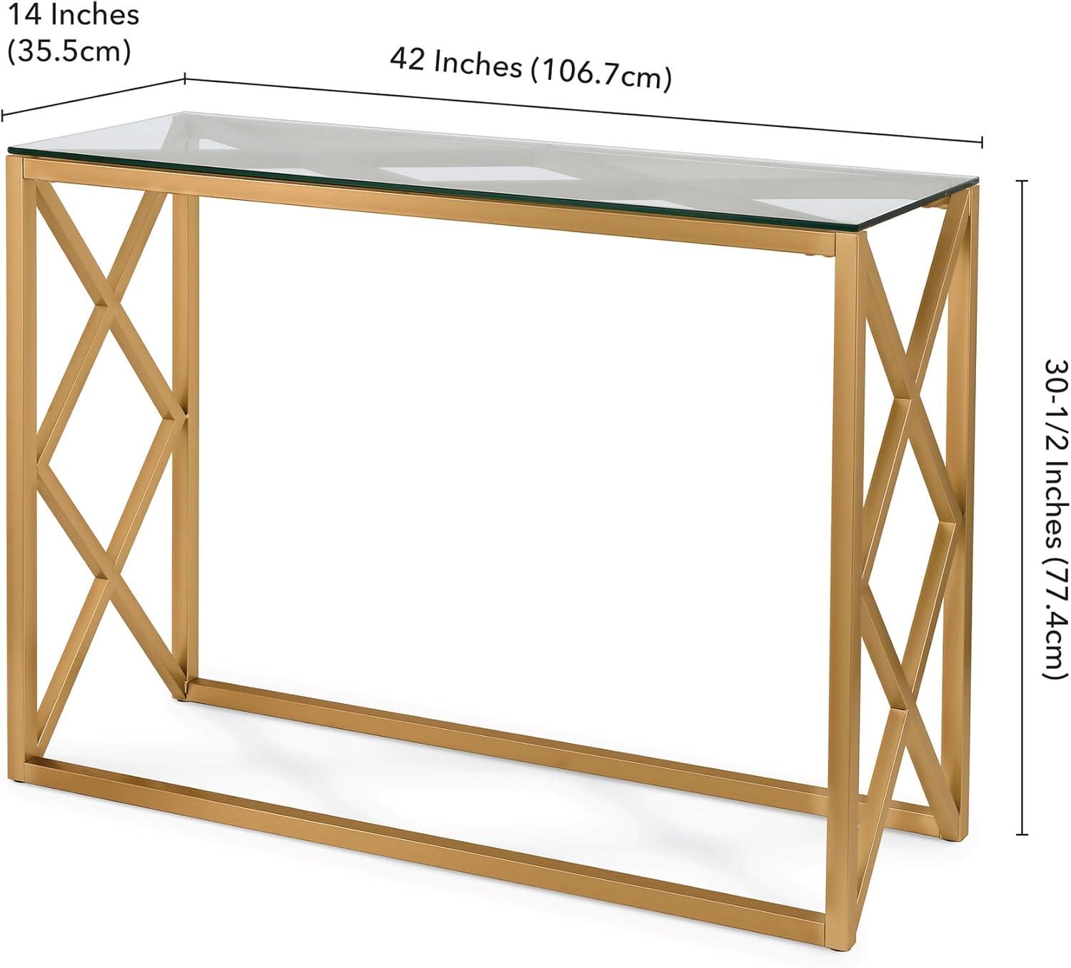 Gold and Glass Geometric X Hallway Table