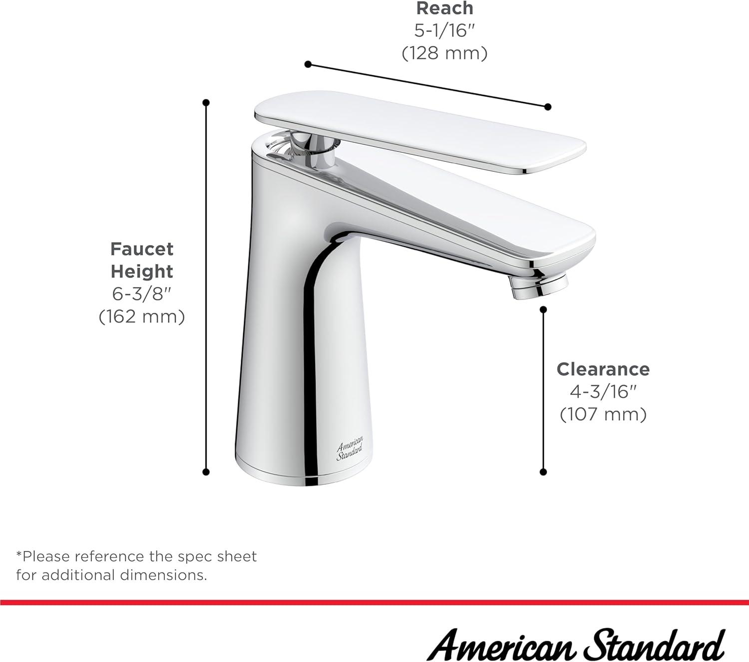 Polished Chrome Single-Handle Bathroom Faucet, 6.38-inch Height