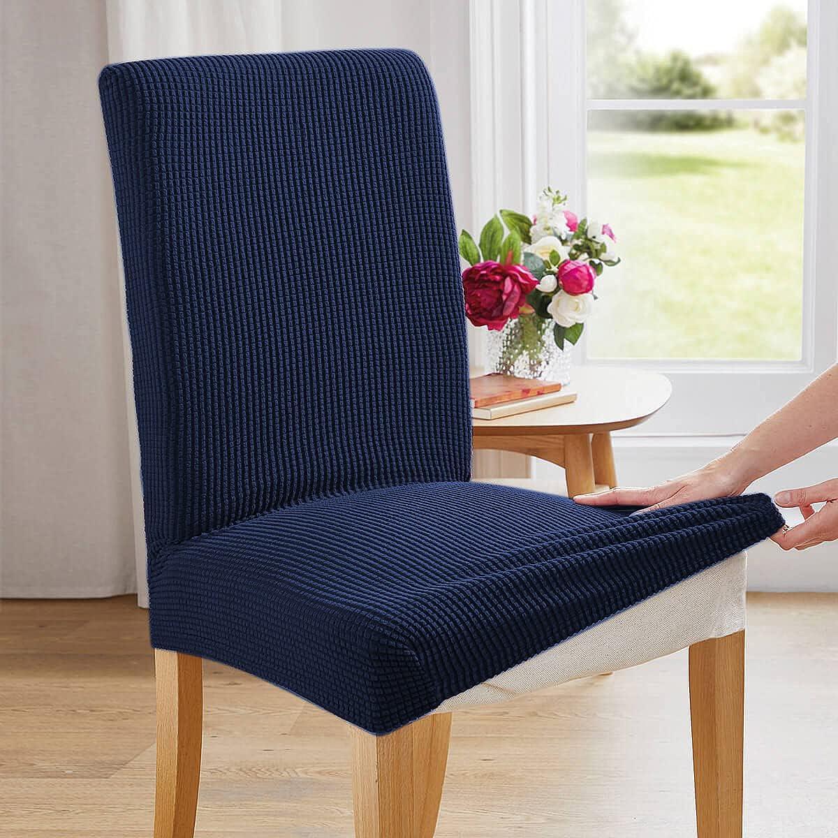 Chair Covers for Dining Room 4 Pack Navy Blue Chair Covers Super Fit Washable Kitchen Chair Protector Cover for Dining Room, Hotel, Ceremony