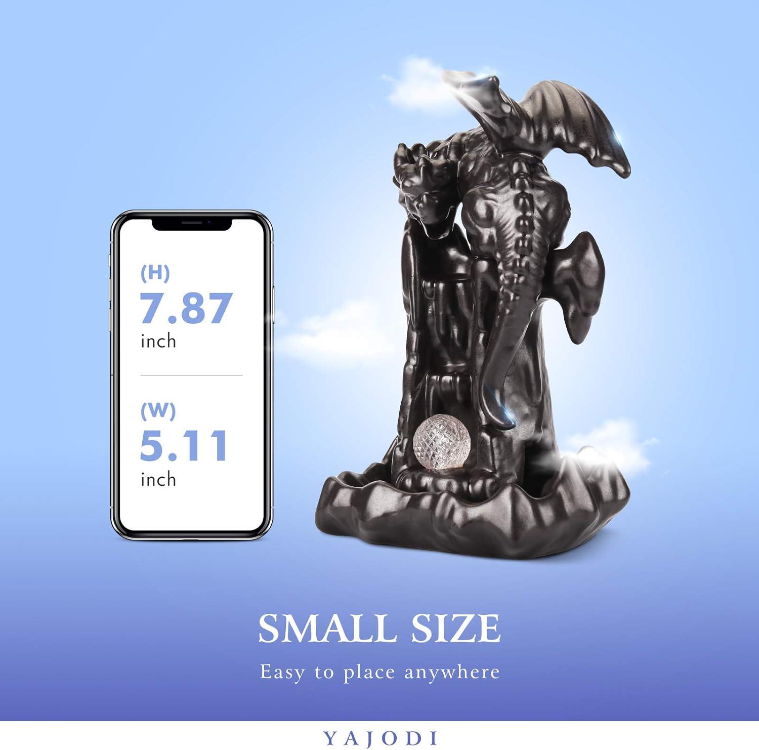 Ceramic Dragon Backflow Incense Holder - Waterfall Smoke Burner with 70 Cones + 50 Sticks, Mat & Tweezers, Unique Smoke Effect for Aromatherapy, Meditation & Home Decor (Brown)
