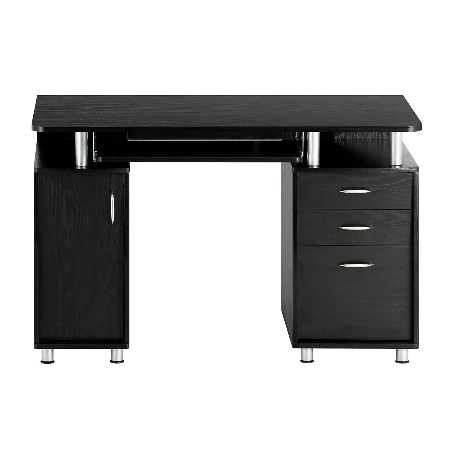 Complete Workstation Computer Desk with Storage Espresso- Techni Mobili: MDF Office Furniture, Keyboard Tray