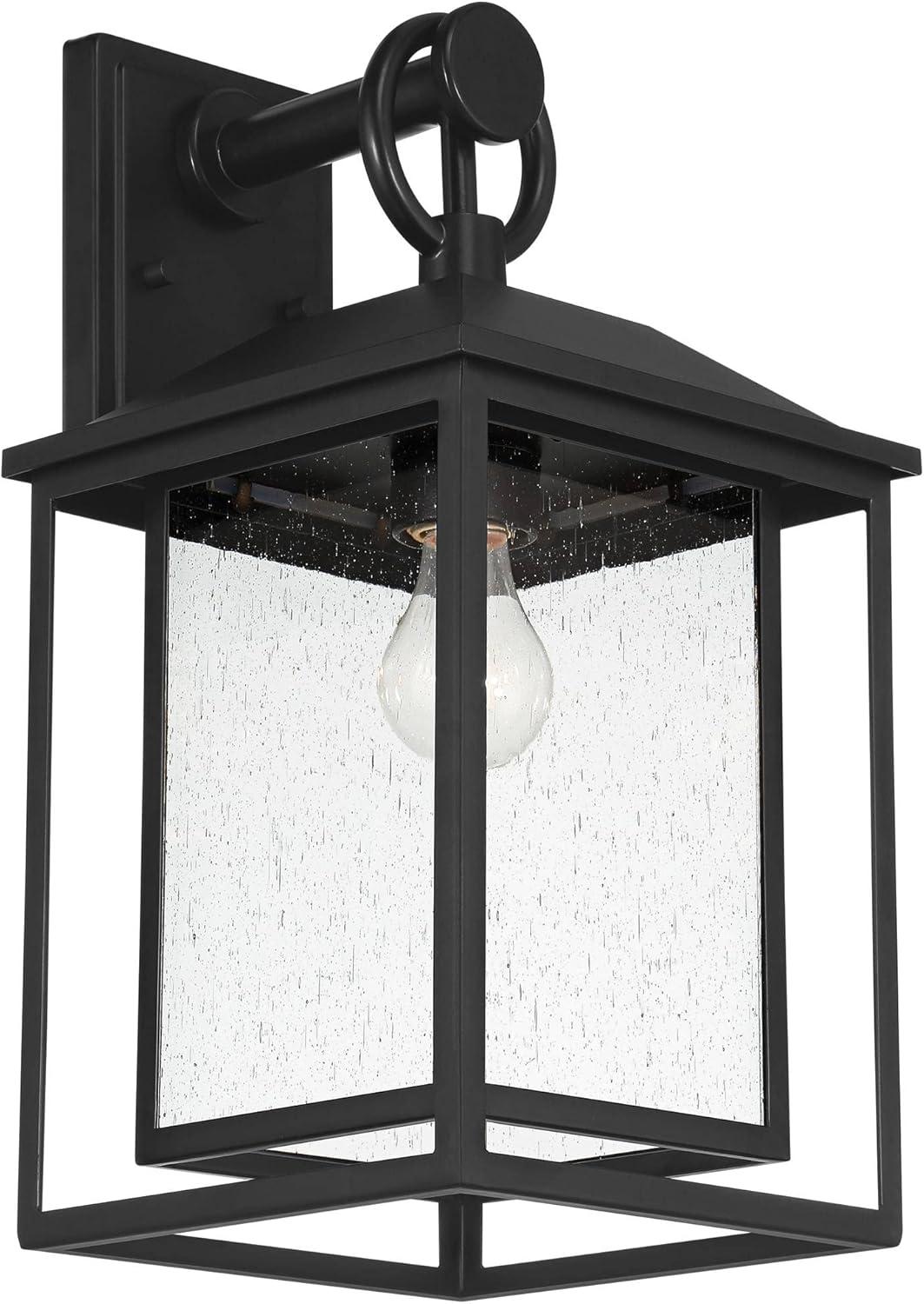 John Timberland Califa Mission Outdoor Wall Light Fixture Black Metal 18" Clear Seedy Glass for Post Exterior Barn Deck House Porch Yard Patio Home
