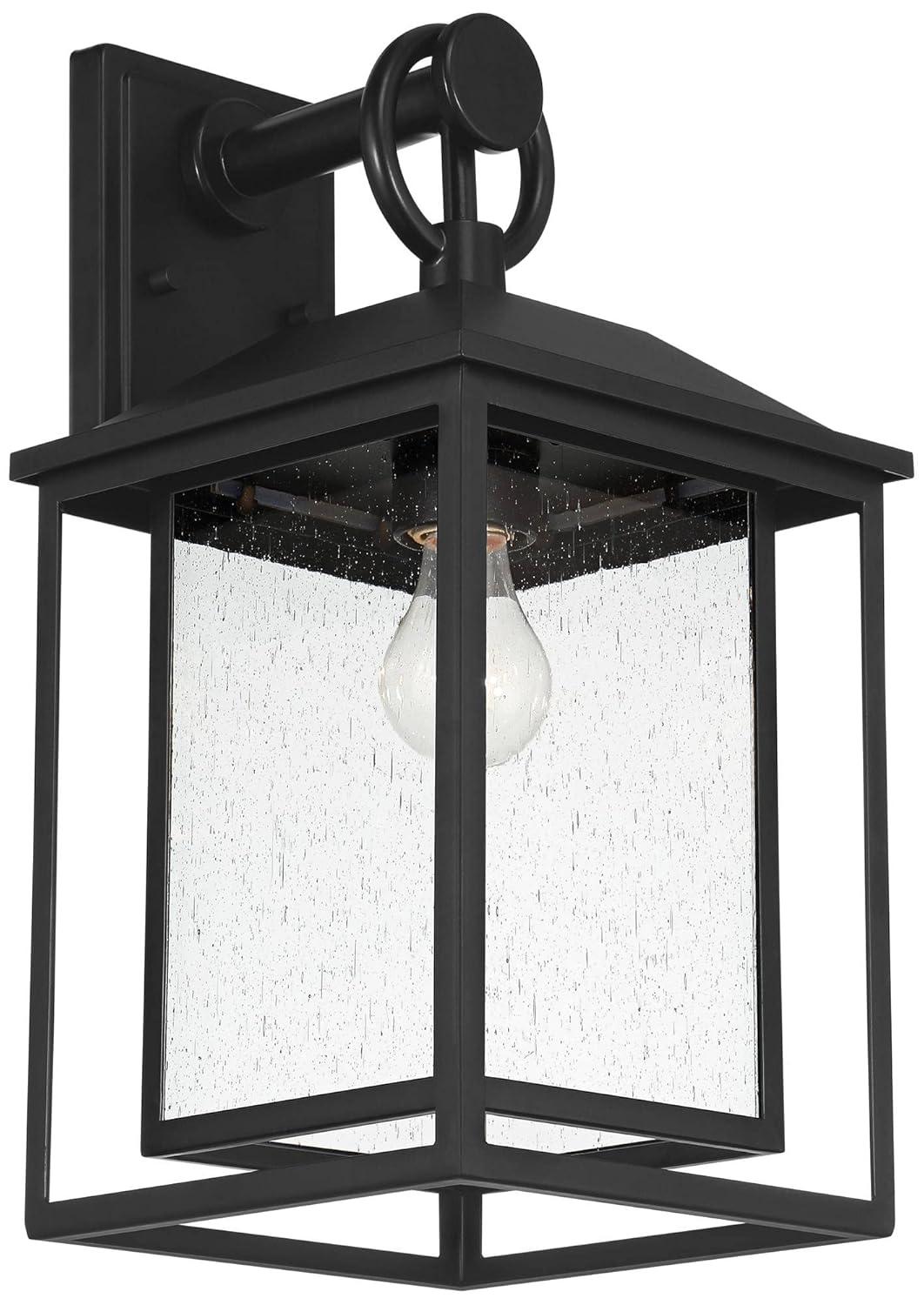 John Timberland Califa Mission Outdoor Wall Light Fixture Black Metal 18" Clear Seedy Glass for Post Exterior Barn Deck House Porch Yard Patio Home