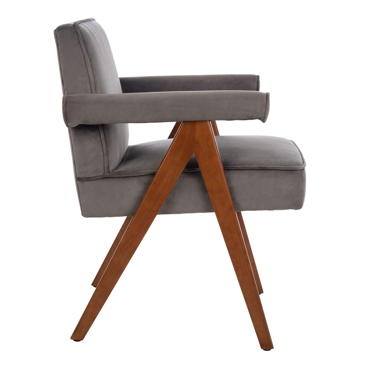 Suri Mid Century Arm Chair - ACH4508 - Dark Grey/Walnut - Safavieh
