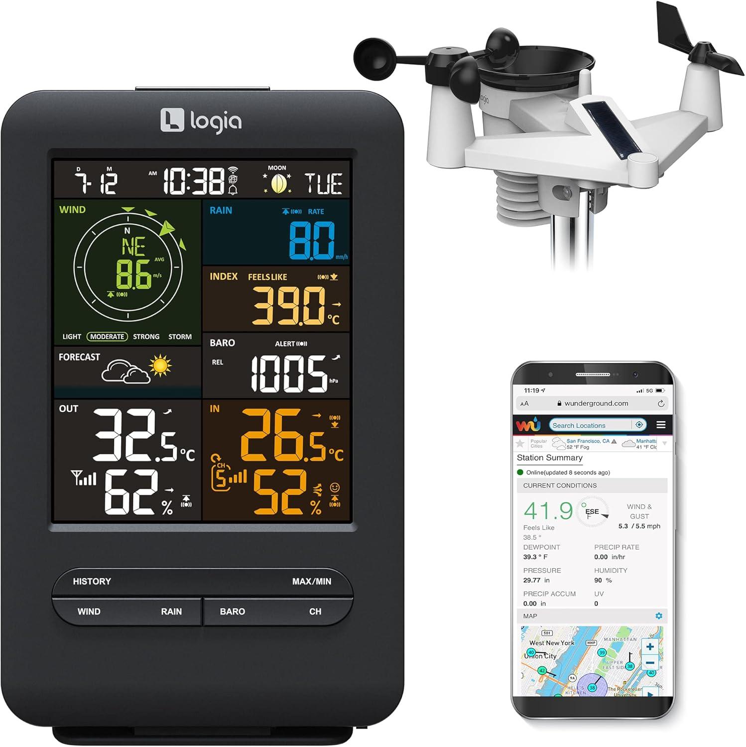 12.7'' Solar Powered Wireless Outdoor Weather Station