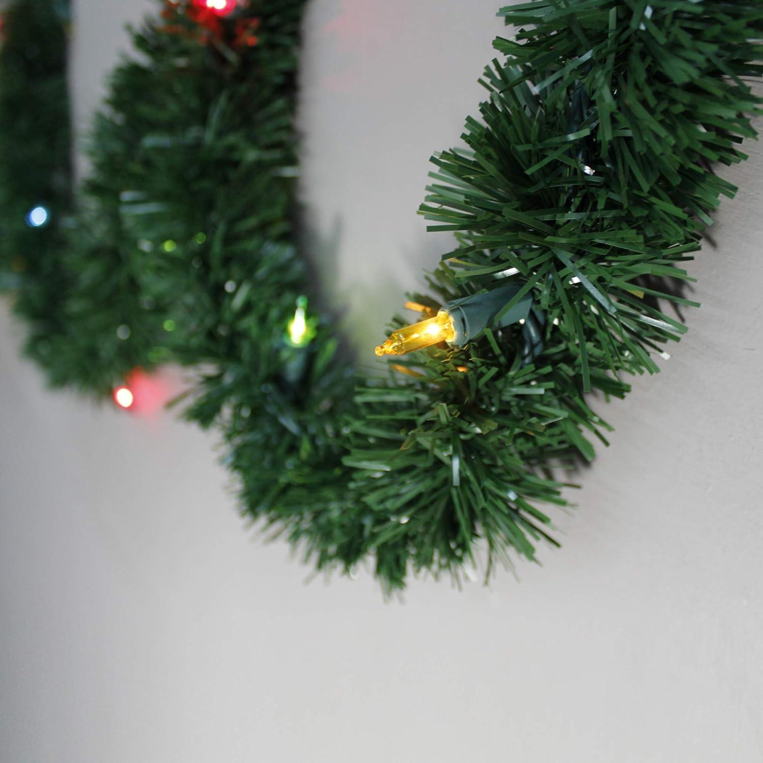 12-Foot Green Pine Christmas Garland with Multi Lights