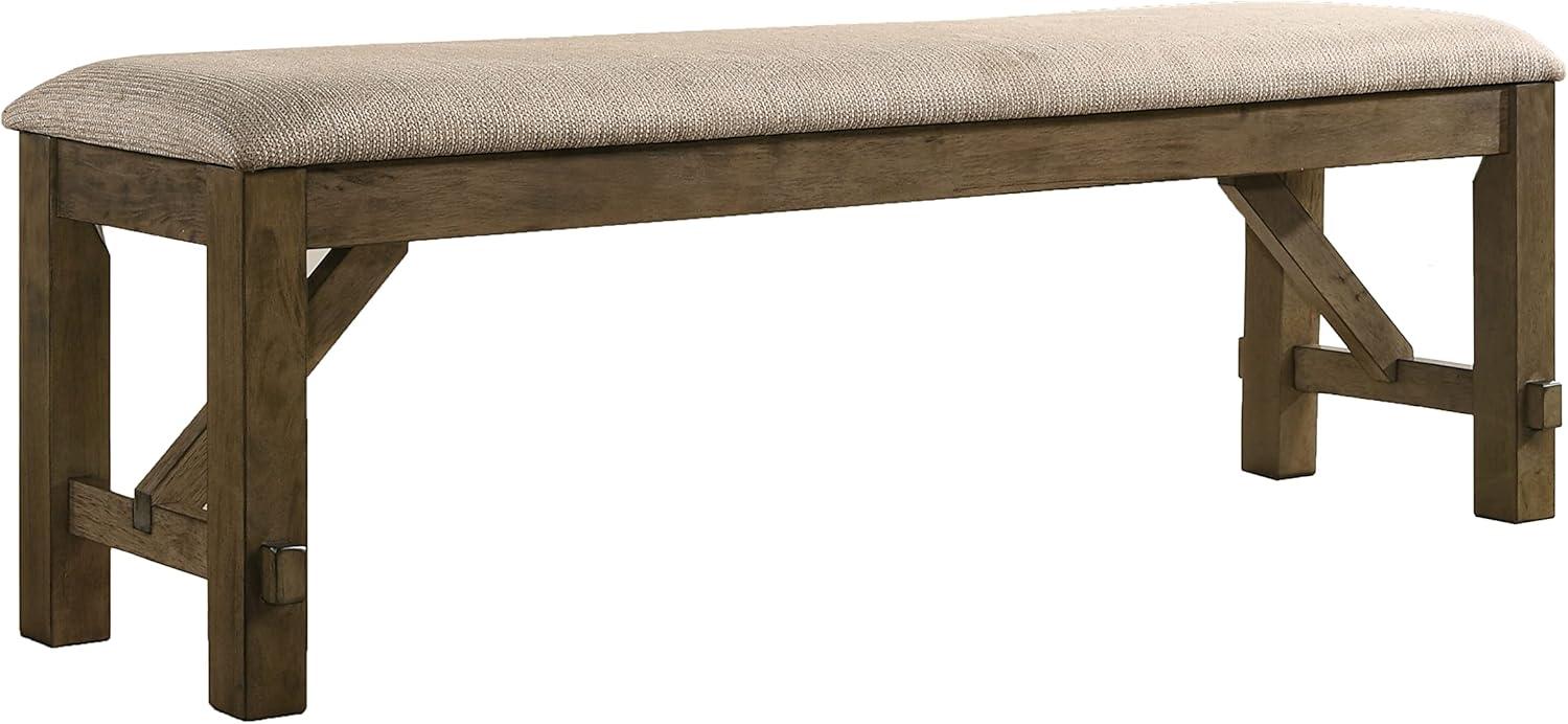 Gigi 60" Solid Wood and Upholstered Farmhouse Dining Bench