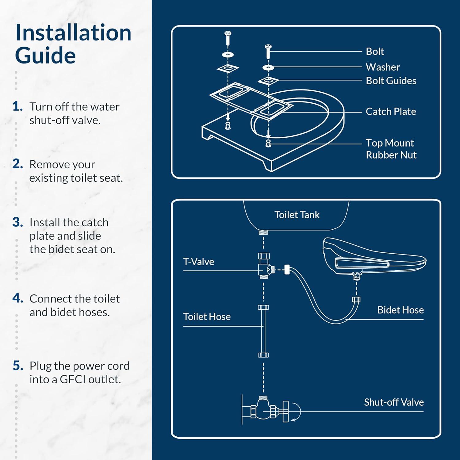 Slim One Bidet Round Toilet Seat White - Bio Bidet by Bemis