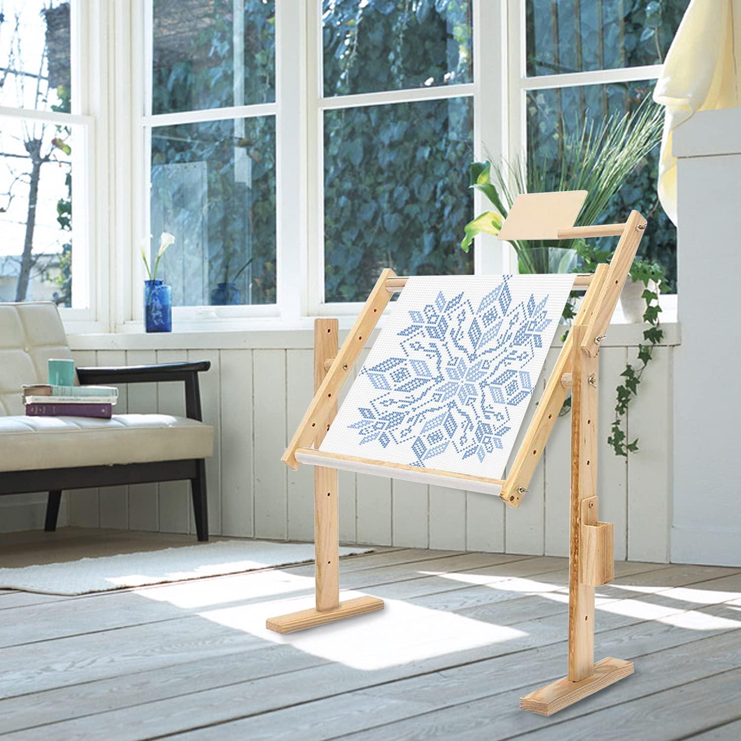 Adjustable Cross Stitch & Embroidery Hoop Stand - Tapestry & Quilting Frame Stand with 5 Height Levels (20" x 15.7")