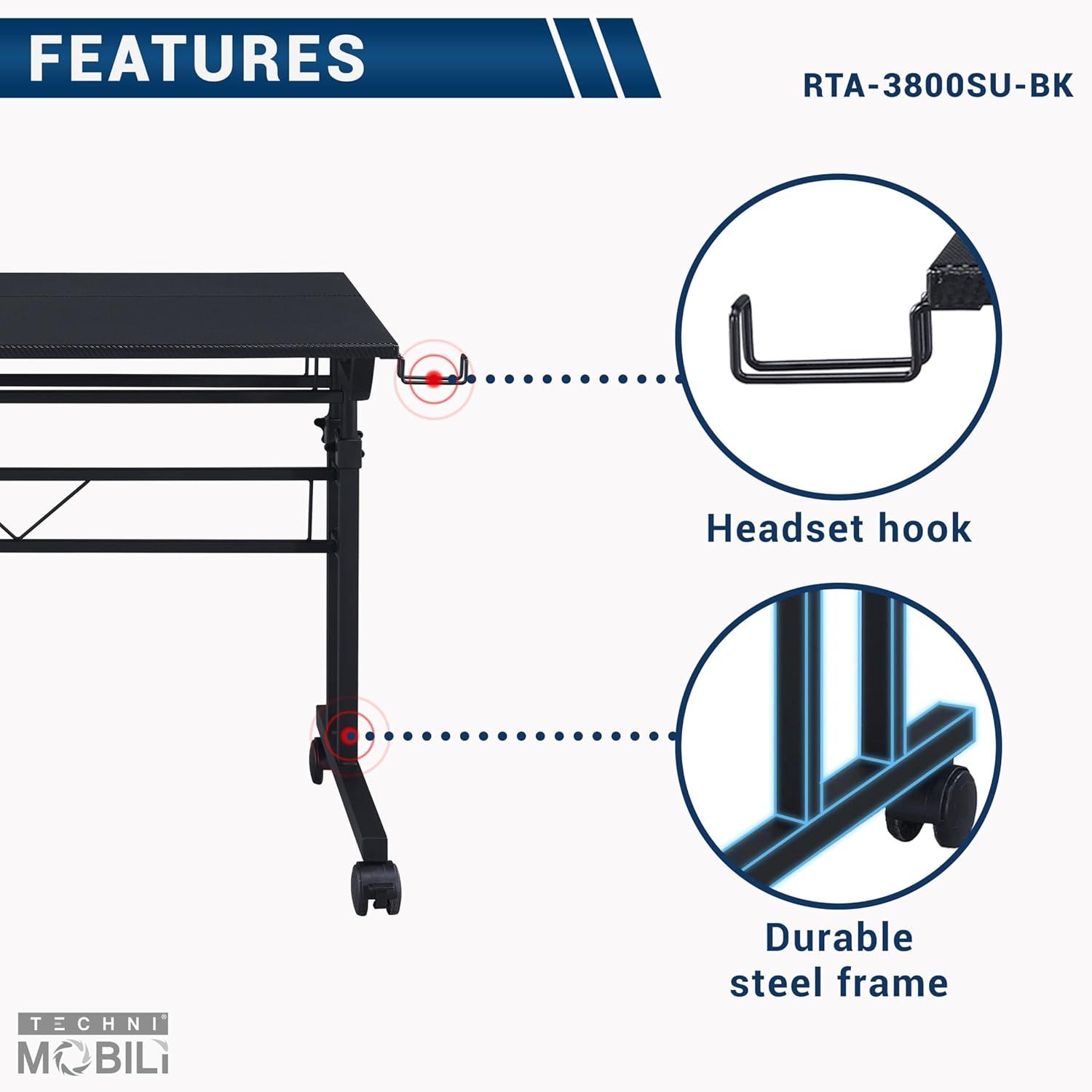 Wenty Techni Mobili Adjustable Metal Base Computer Desk