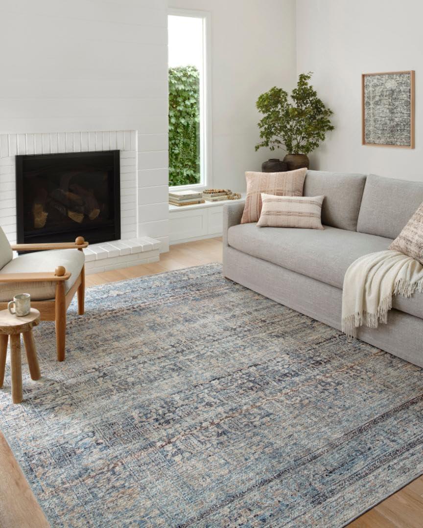 Amber Lewis x Loloi Amber Lewis x Loloi Billie Denim / Blush Area Rug