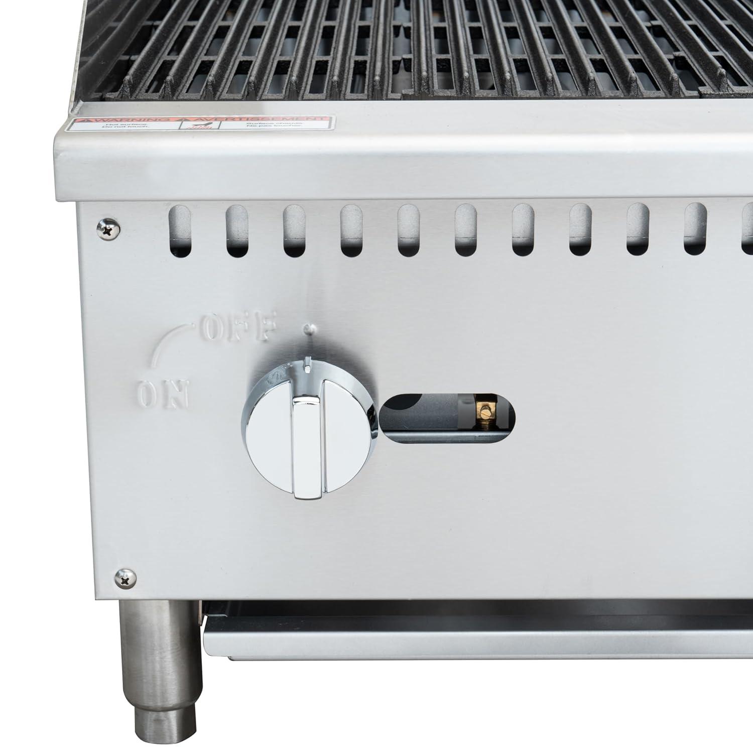 24 in. Commercial 2-Burner Natural Gas Charbroiler with 60,000 BTU in Stainless-Steel (KM-GCB2-24M)