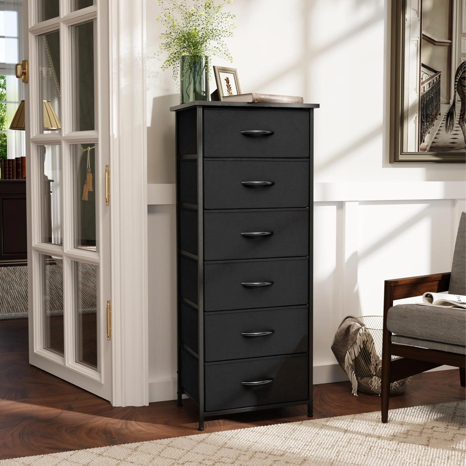 Crestlive Products 6 Drawers Vertical Dresser for Bedroom Storage Tower with Wood Top White