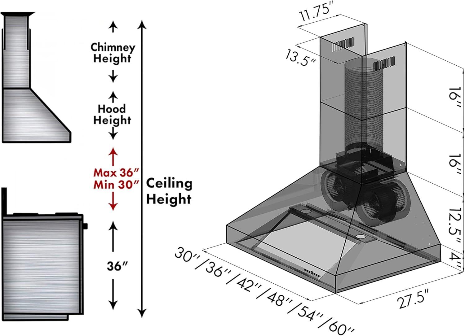 ZLINE 42 in. Professional Ducted Wall Mount Range Hood in Stainless Steel (697-42)