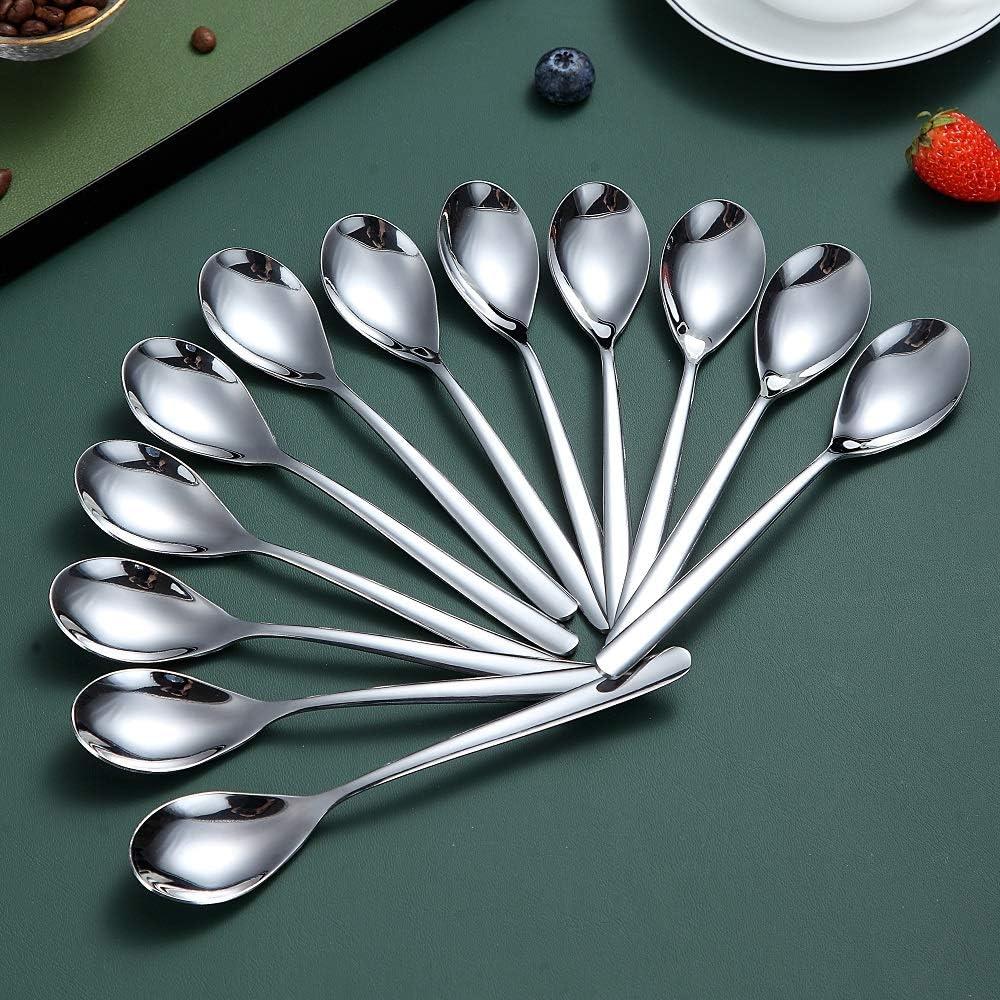 6.6" Silver Stainless Steel Modern Teaspoon Set, 12 Pieces