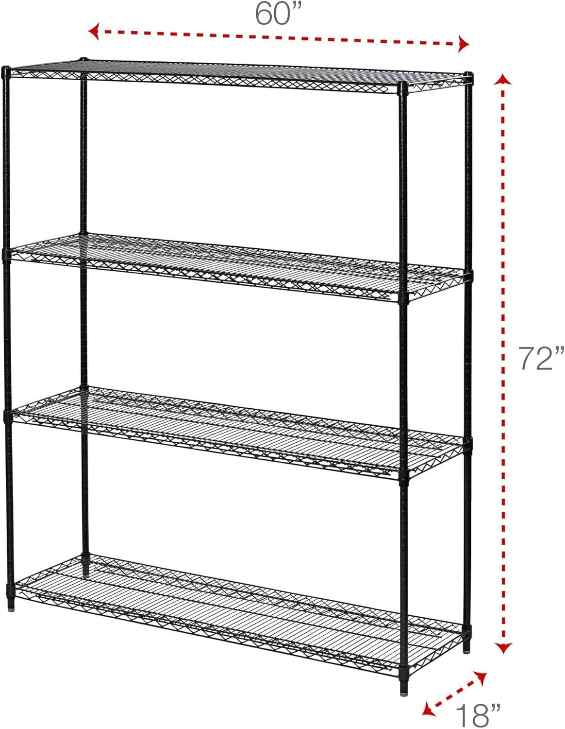 Alera All-Purpose Wire Shelving Starter Kit, Four-Shelf, 60w x 18d x 72h, Black Anthracite Plus
