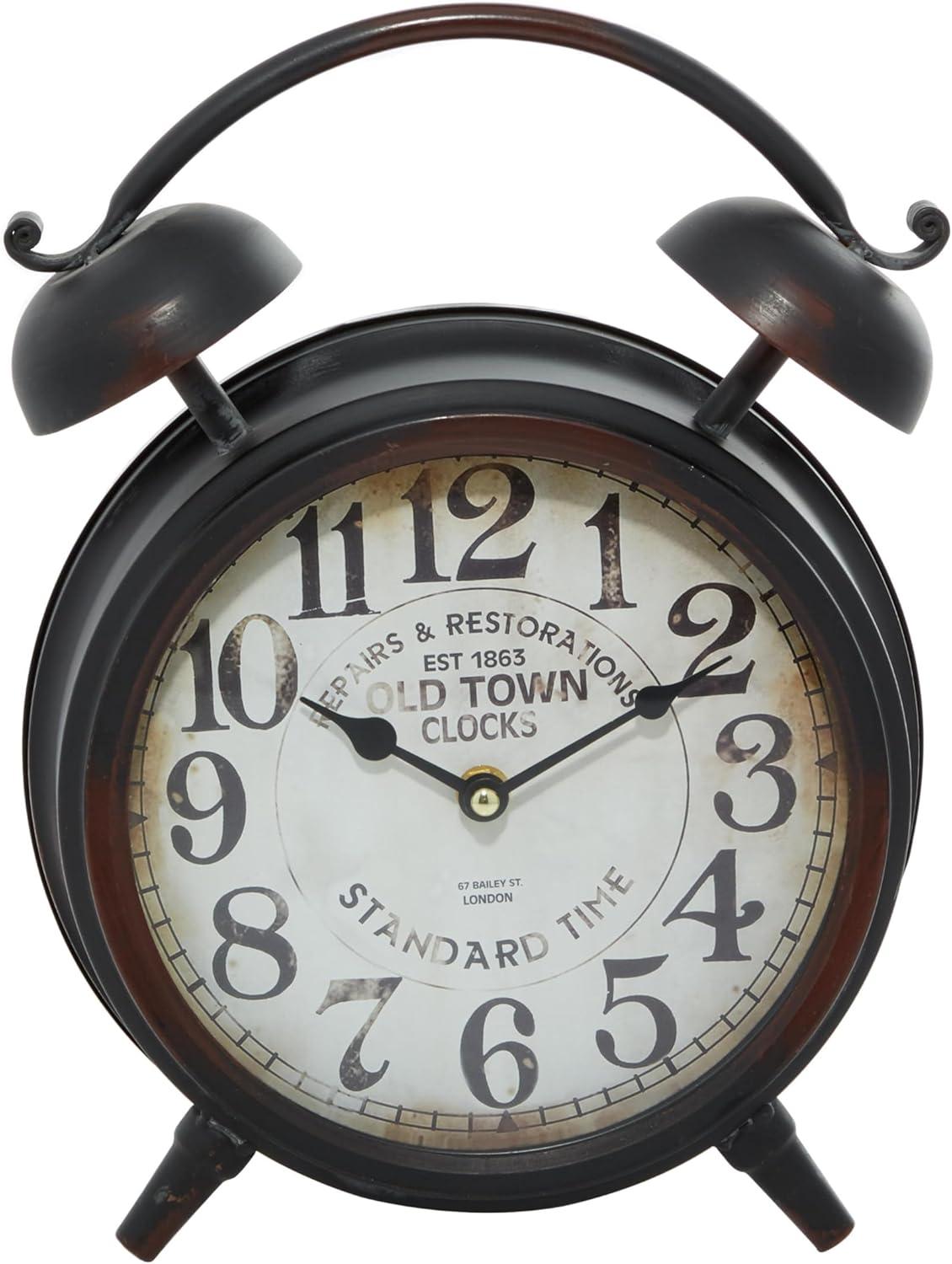 DecMode 13" Black Metal Clock with Bell Style Top