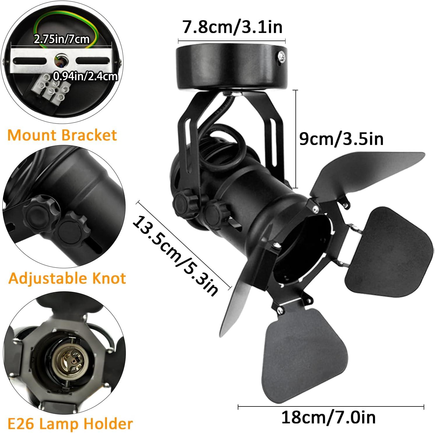 Adjustable Black Industrial Vintage Ceiling Spotlight Lamp