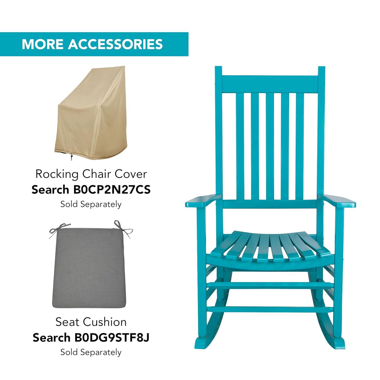 Shine Company Traditional Hardwood Indoor/Outdoor Patio Porch Rocker in Blue