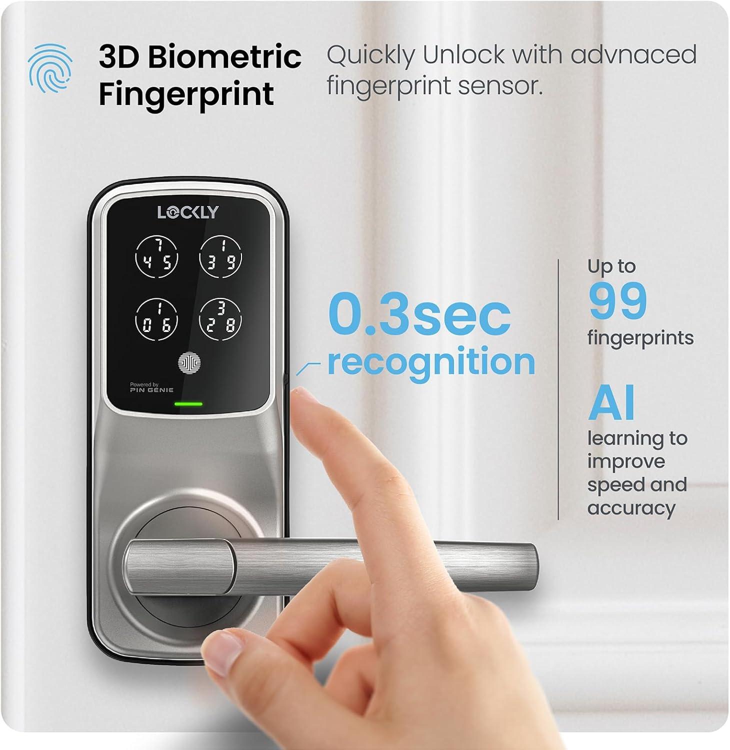 Satin Nickel Wi-Fi Smart Door Lock with Biometric Fingerprint