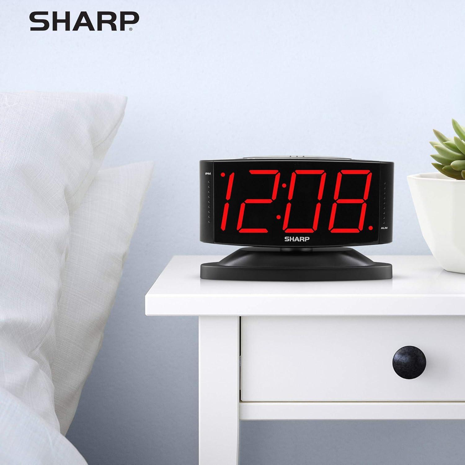 Black Digital LED Alarm Clock with Swivel Base