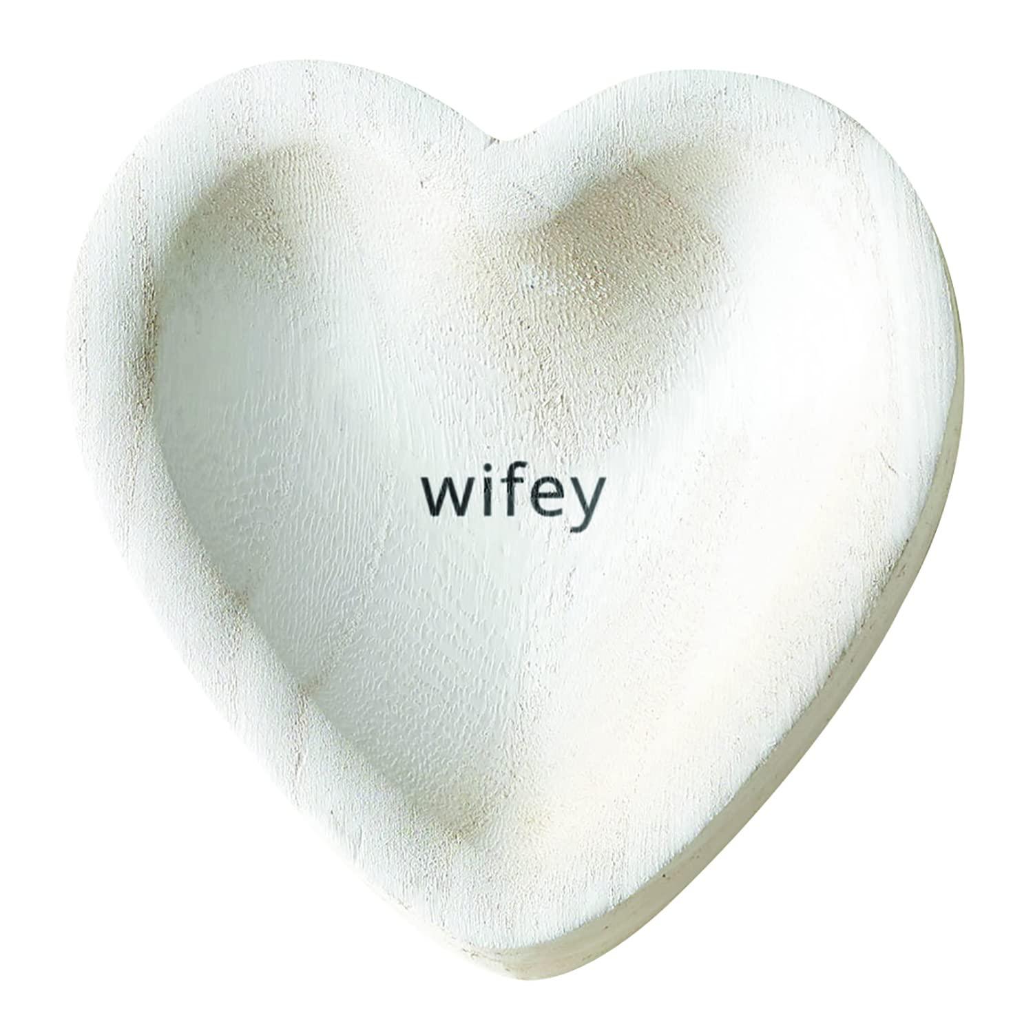Santa Barbara Design Studio Wedding Paulownia Wood Heart Trinket Tray, 5-Inch, Wifey