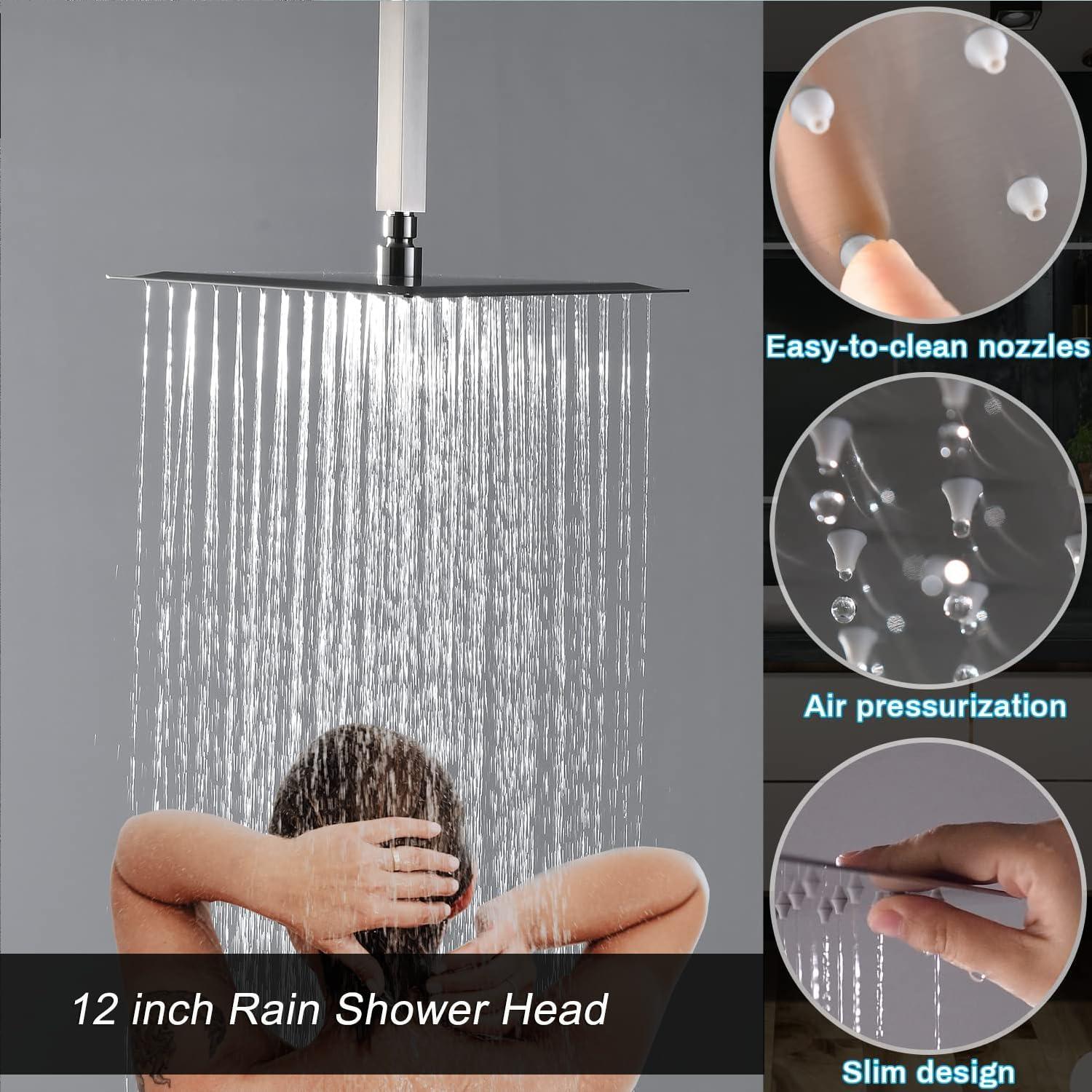 Herathena 3 Functions Ceiling Mounted Luxury Shower System with 6 Body Jets (Rough-in Valve Included)