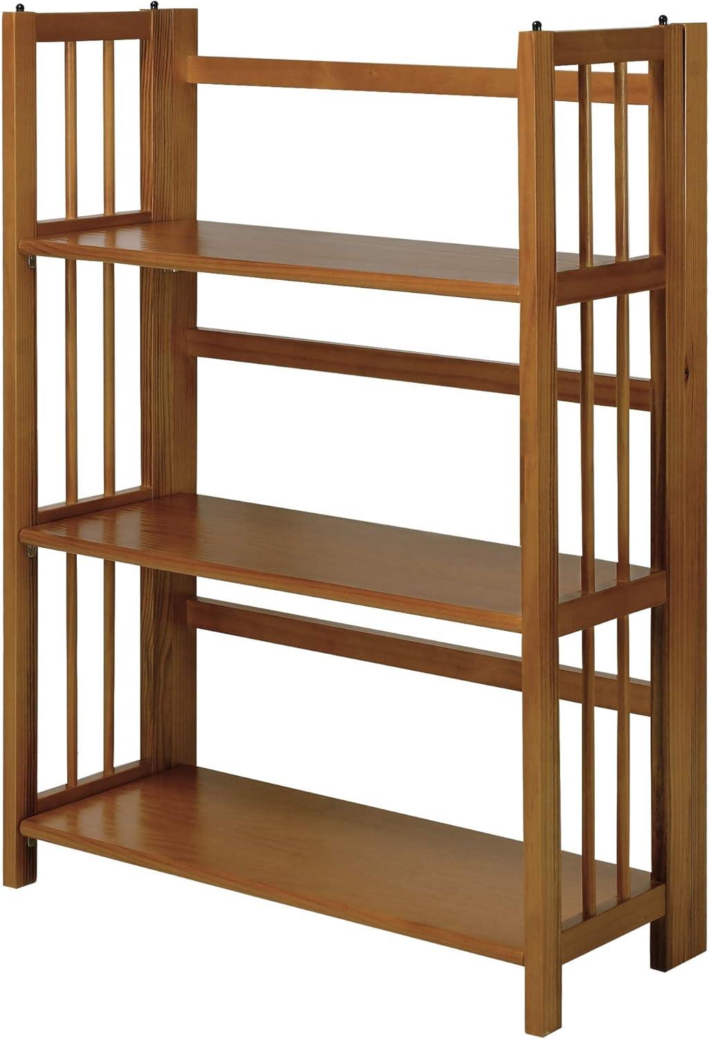 Mission Chestnut Medium Stained 3-Shelf Stackable Wood Bookcase