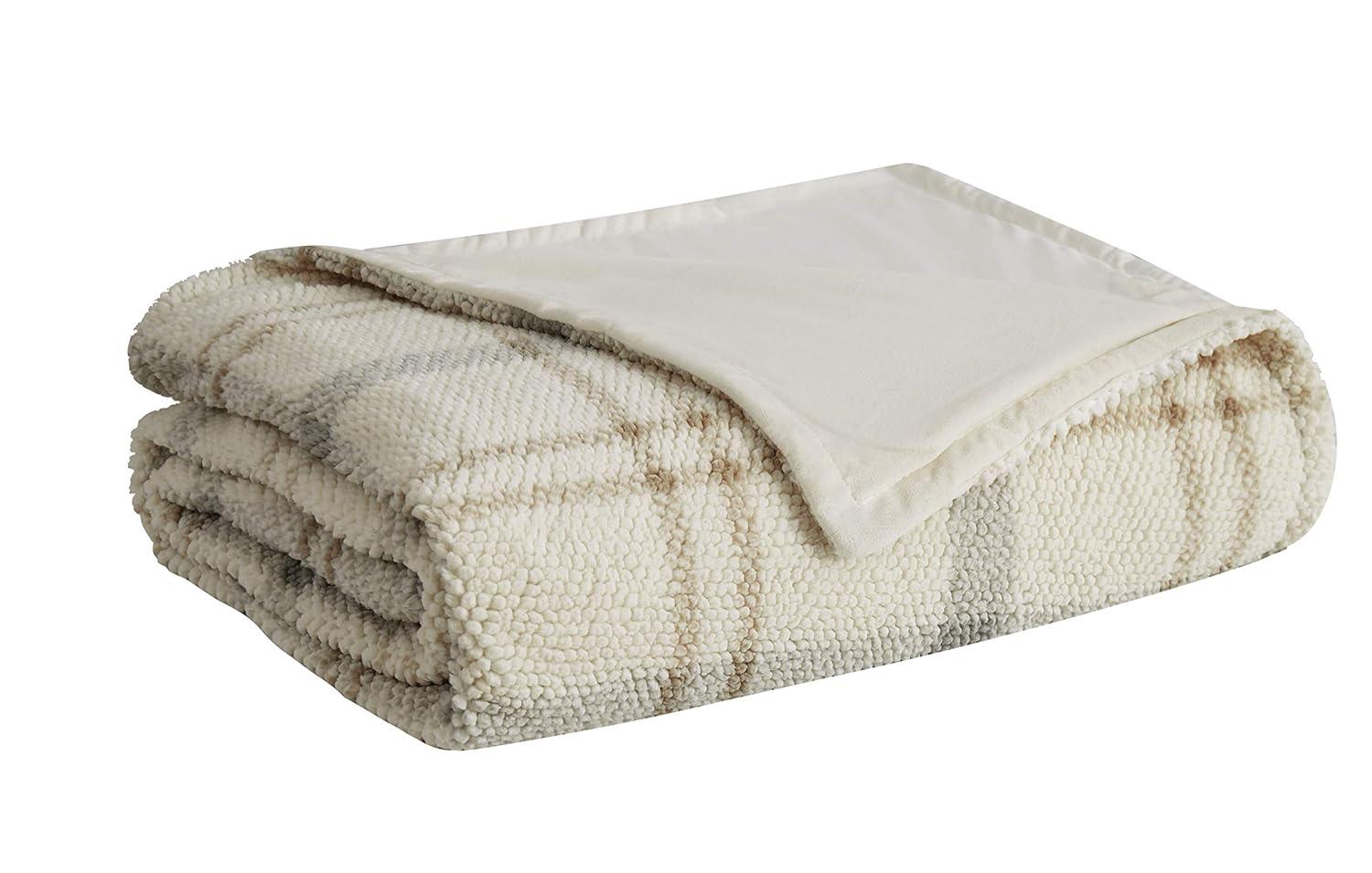 London Fog Popcorn Plaid Plush Throw