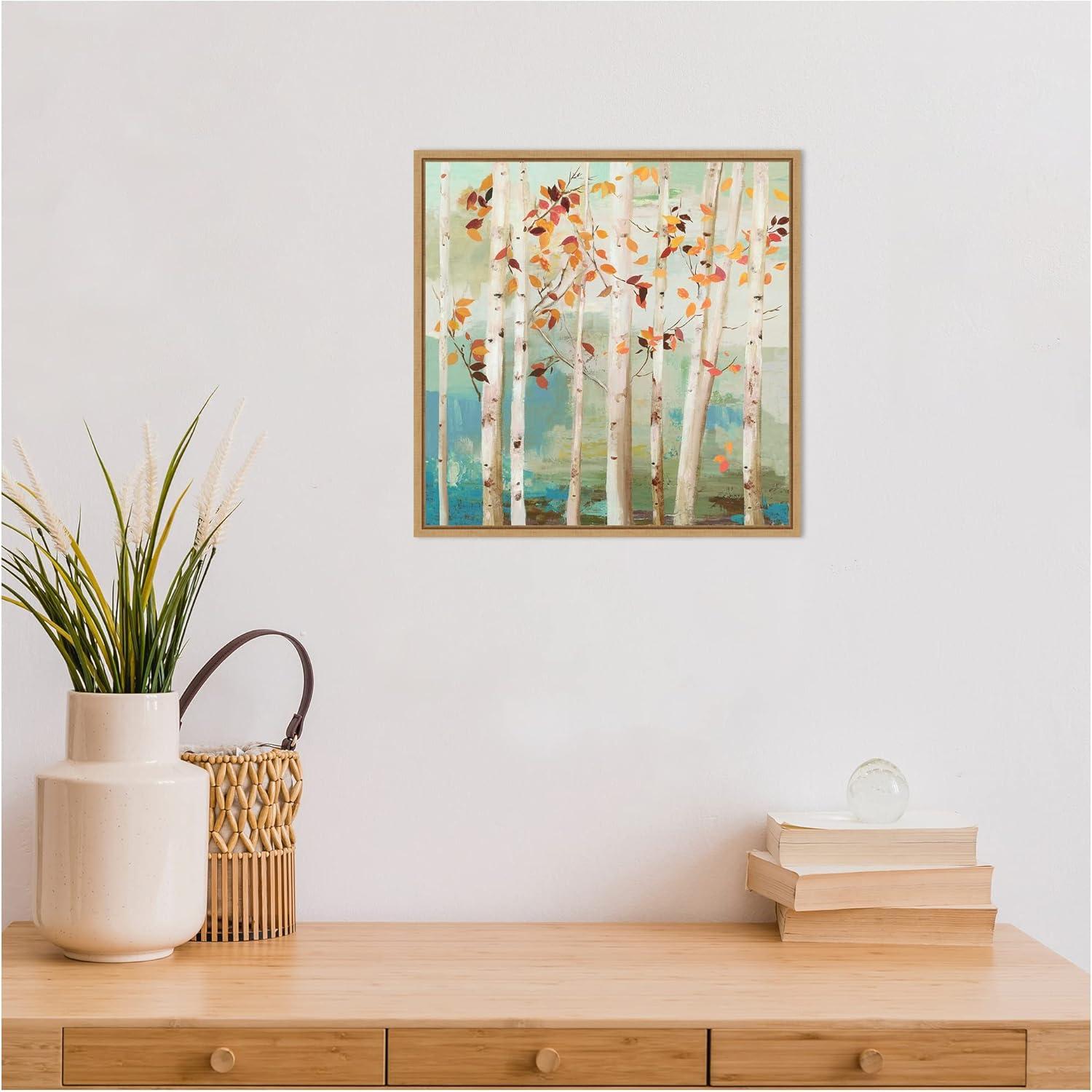 Amanti Art Fall Birch Trees by Allison Pearce Canvas Wall Art Print Framed 16 x 16-in.