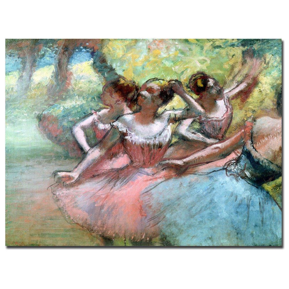 Trademark Art "Four Ballerinas on the Stage" Canvas Art by Edgar Degas