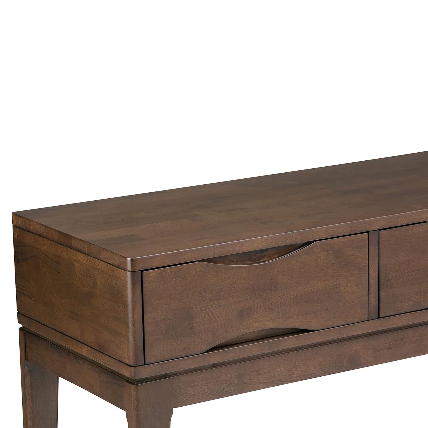 Simpli Home Harper 54"W Solid Hardwood Mid-Century Modern Storage Console Table with Drawers and Tapered Legs