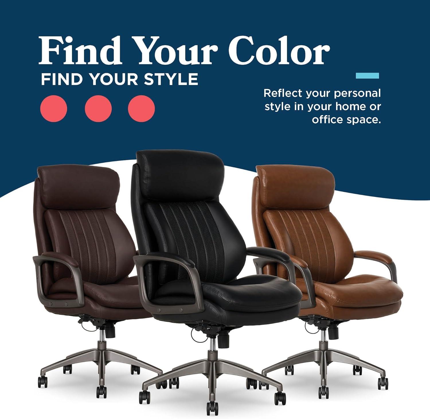 La-Z-Boy La-Z-Boy® Nova Executive Office Chair, Patented AIR Ergonomic Support Technology®, High-Back Premium Comfort & Support, Vegan PU Leather