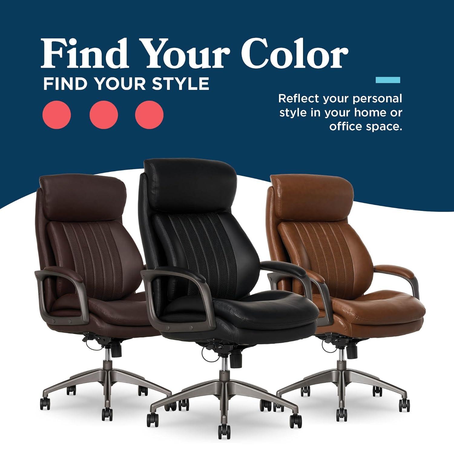 La-Z-Boy La-Z-Boy® Nova Executive Office Chair, Patented AIR Ergonomic Support Technology®, High-Back Premium Comfort & Support, Vegan PU Leather