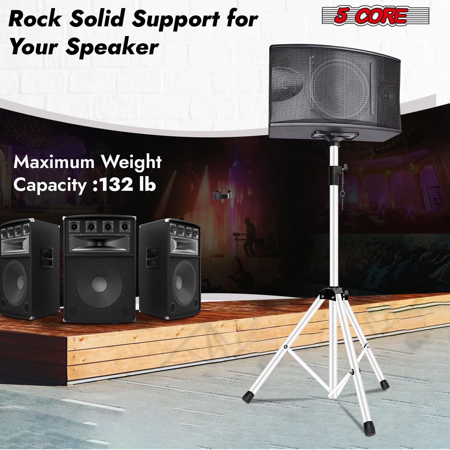 Arlmont & Co. 5 Core Speaker Stand Height Adjustable PA DJ Tripod Studio Monitor Stands w 35mm Compatible Insert